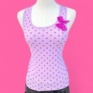 vintage! y2k! purple polka dot tank top with bow!